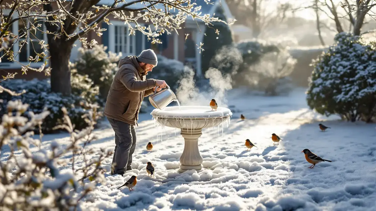 This 30 second winter action prevents a water source from freezing and saves birds that many neglect